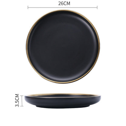Elegant Ceramic Tableware Collection – Black & White with Gold Trim