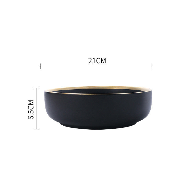 Elegant Ceramic Tableware Collection – Black & White with Gold Trim