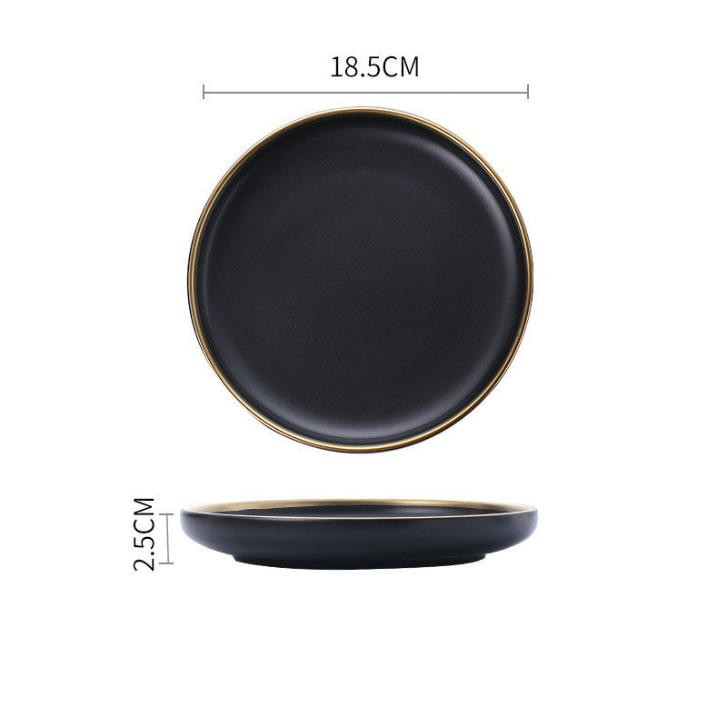 Elegant Ceramic Tableware Collection – Black & White with Gold Trim