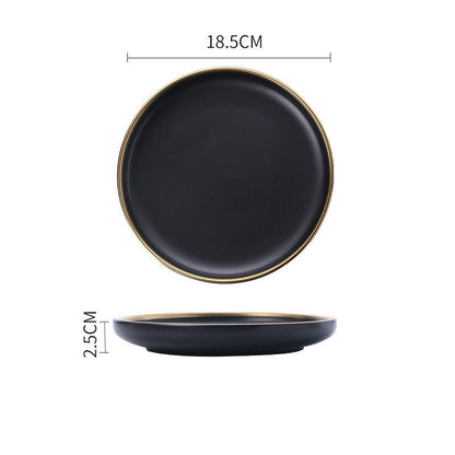 Elegant Ceramic Tableware Collection – Black & White with Gold Trim