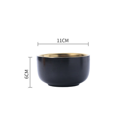 Elegant Ceramic Tableware Collection – Black & White with Gold Trim