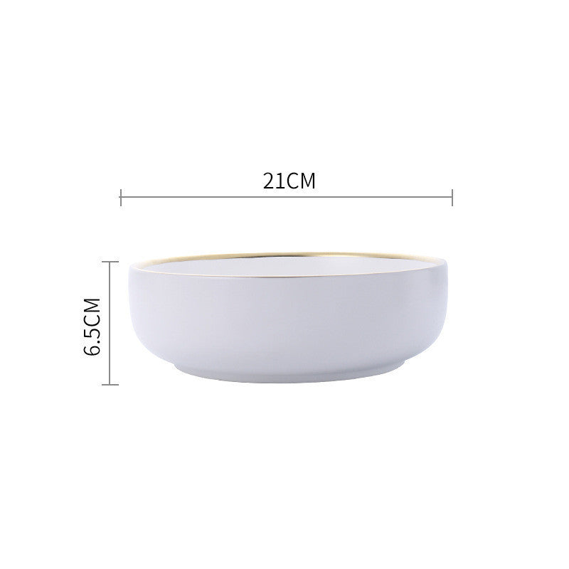 Elegant Ceramic Tableware Collection – Black & White with Gold Trim