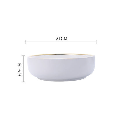 Elegant Ceramic Tableware Collection – Black & White with Gold Trim