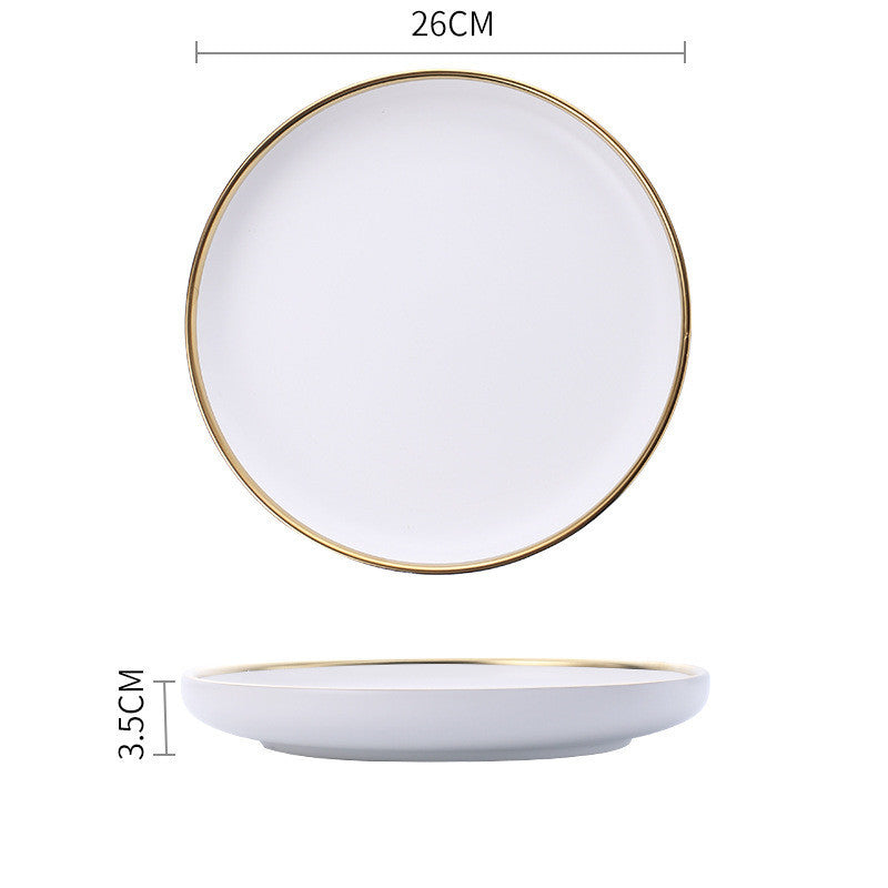 Elegant Ceramic Tableware Collection – Black & White with Gold Trim
