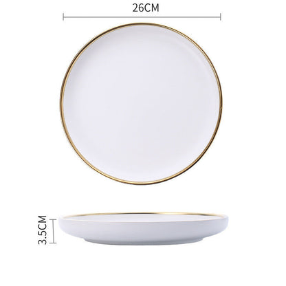 Elegant Ceramic Tableware Collection – Black & White with Gold Trim