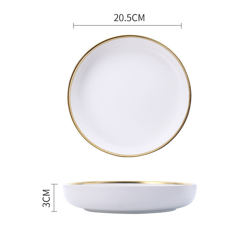 Elegant Ceramic Tableware Collection – Black & White with Gold Trim