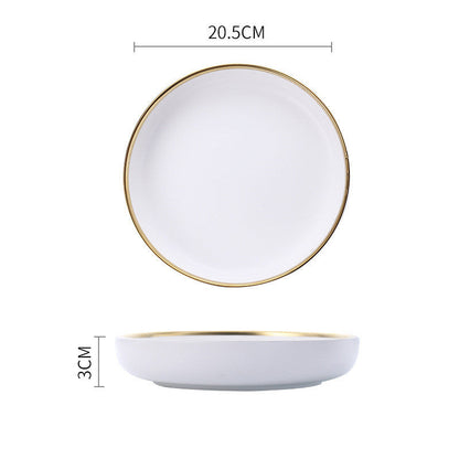 Elegant Ceramic Tableware Collection – Black & White with Gold Trim