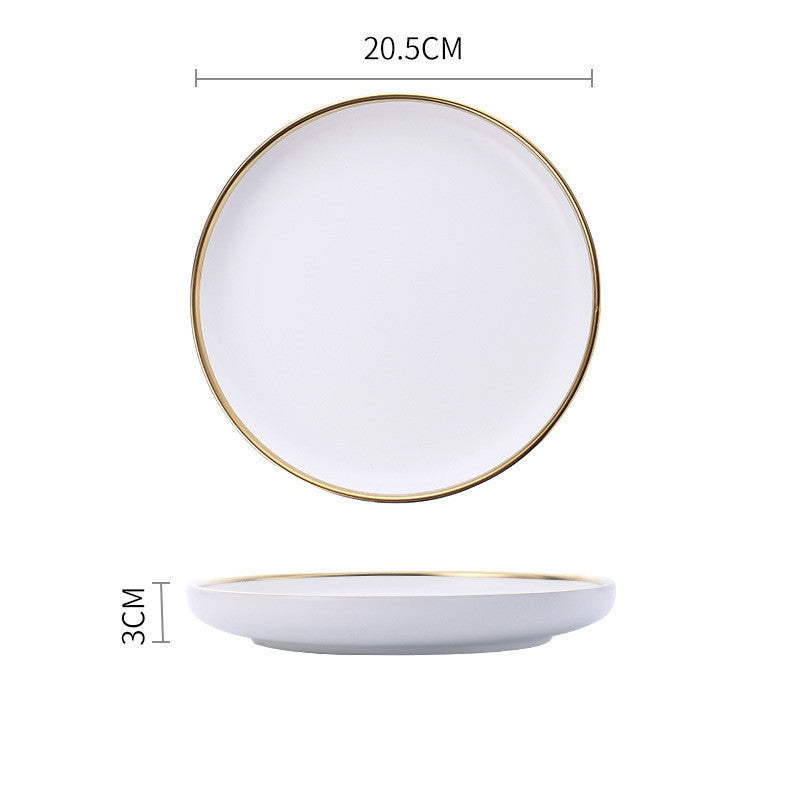 Elegant Ceramic Tableware Collection – Black & White with Gold Trim