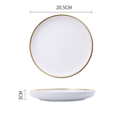 Elegant Ceramic Tableware Collection – Black & White with Gold Trim