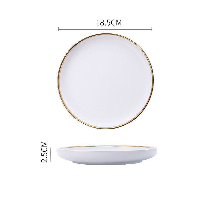 Elegant Ceramic Tableware Collection – Black & White with Gold Trim