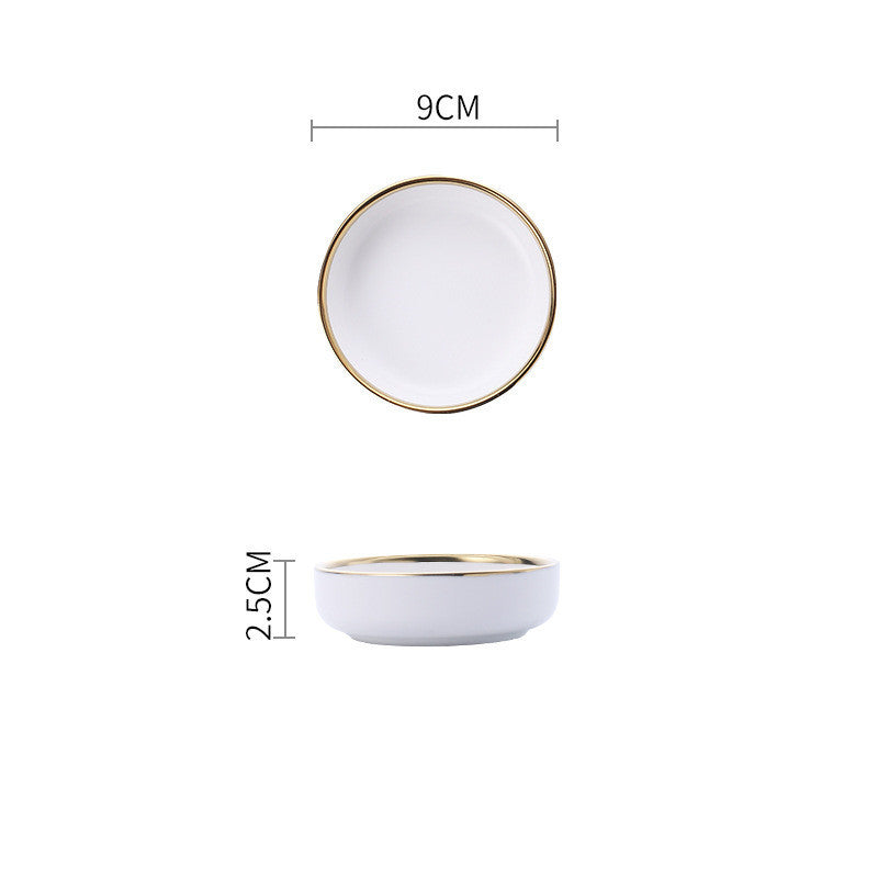 Elegant Ceramic Tableware Collection – Black & White with Gold Trim
