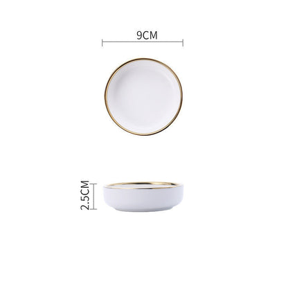 Elegant Ceramic Tableware Collection – Black & White with Gold Trim