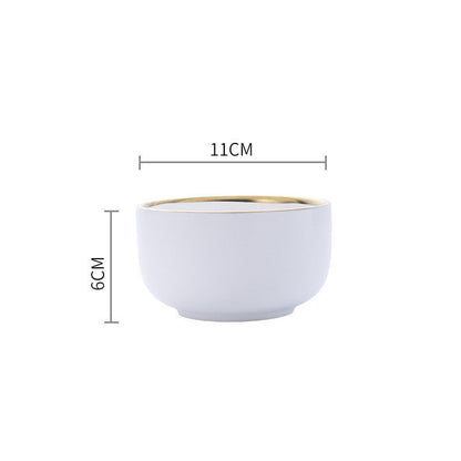 Elegant Ceramic Tableware Collection – Black & White with Gold Trim