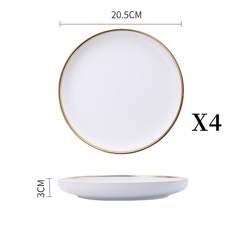 Elegant Ceramic Tableware Collection – Black & White with Gold Trim