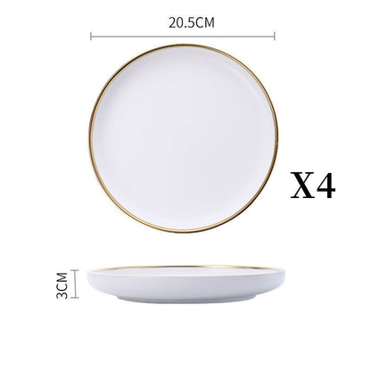 Elegant Ceramic Tableware Collection – Black & White with Gold Trim