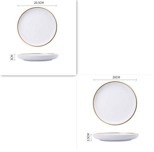 Elegant Ceramic Tableware Collection – Black & White with Gold Trim