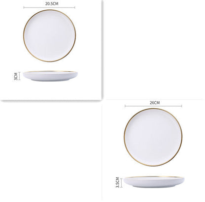 Elegant Ceramic Tableware Collection – Black & White with Gold Trim