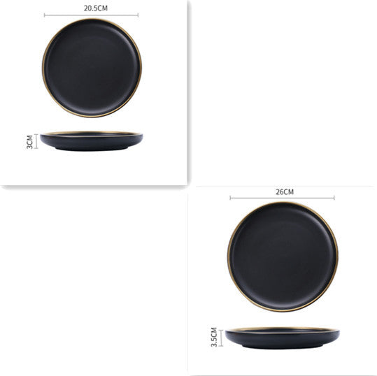Elegant Ceramic Tableware Collection – Black & White with Gold Trim