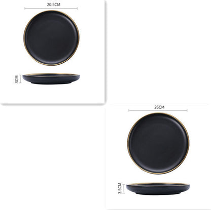 Elegant Ceramic Tableware Collection – Black & White with Gold Trim
