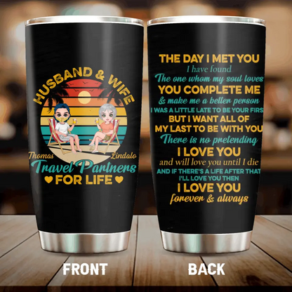 Personalized Traveling Couple Tumbler - Gift Idea For Camping Lovers - Husband & Wife Travel Partners For Life
