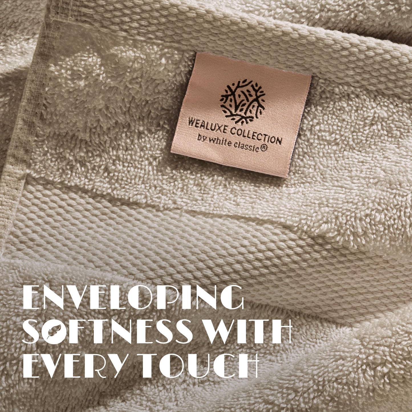 White Classic Taupe Washcloths Set 12 Pack for Body and Face Towel 12x12 Inch Cotton Wash Cloths Bulk Spa Fingertip Wash Clothes Soft Absorbent Gym Towels