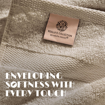 White Classic Taupe Washcloths Set 12 Pack for Body and Face Towel 12x12 Inch Cotton Wash Cloths Bulk Spa Fingertip Wash Clothes Soft Absorbent Gym Towels