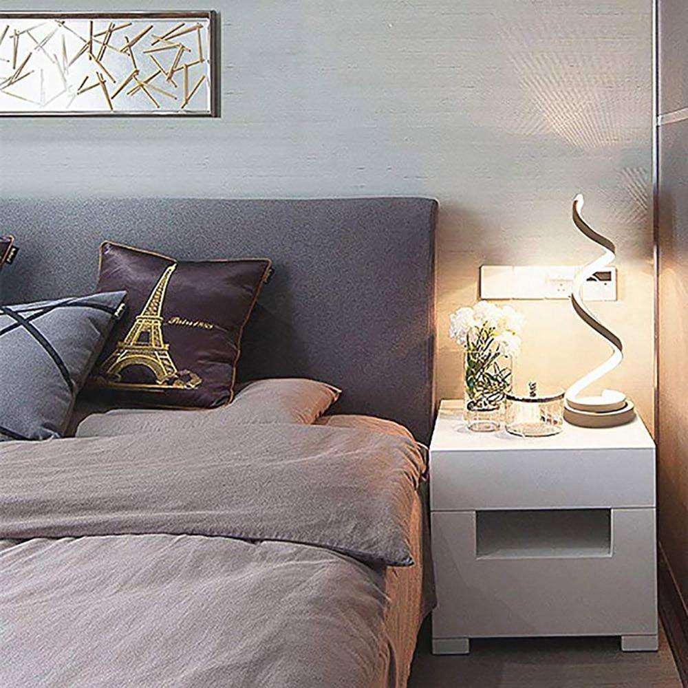 LED Spiral Table Lamp Modern Curved Desk Bedside Lamp Dim able Warm White Light For Living Room And Bedroom