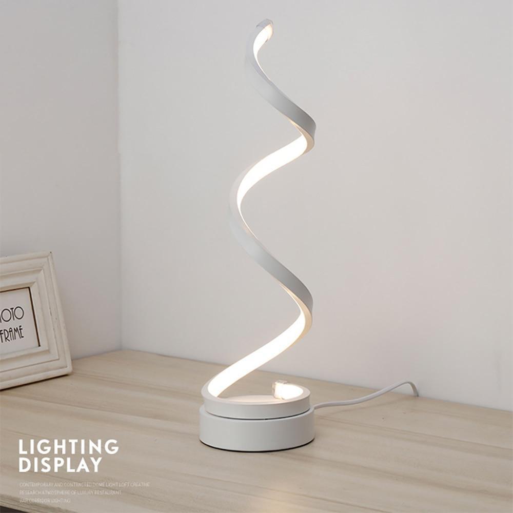 LED Spiral Table Lamp Modern Curved Desk Bedside Lamp Dim able Warm White Light For Living Room And Bedroom