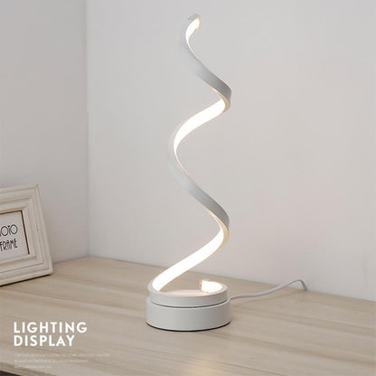 LED Spiral Table Lamp Modern Curved Desk Bedside Lamp Dim able Warm White Light For Living Room And Bedroom