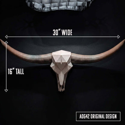 ADG42 Modern Large Steer Skull and Horns Wall Art | 30"