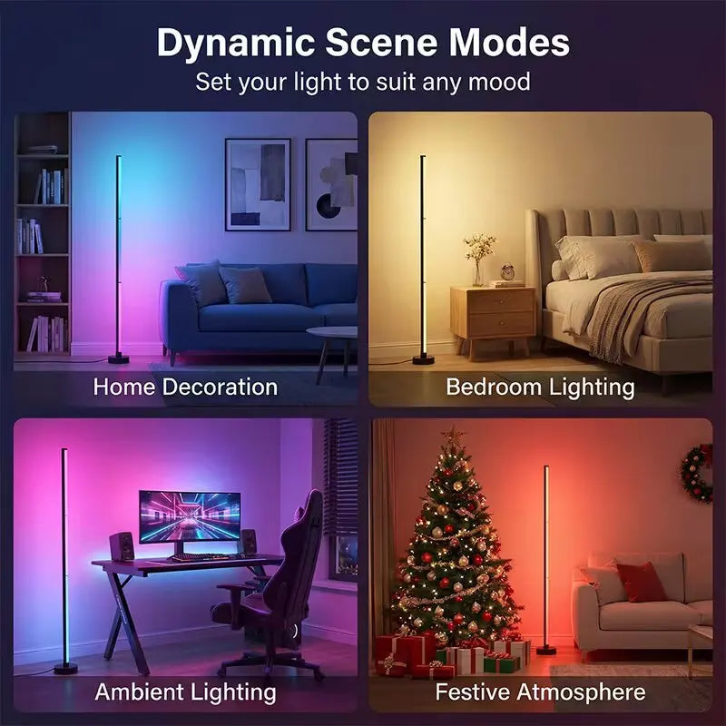 Modern Minimalist RGB Corner Floor Lamp Smart APP Dimmable Ambient Light for Trendy Bedroom And Living Room Decor
