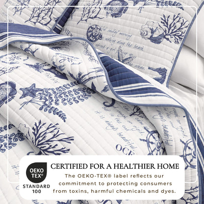 Coastal Printed Cotton Quilt Set - Calypso Collection