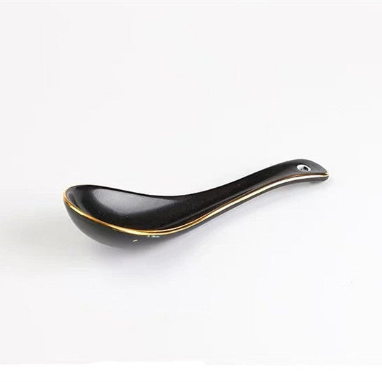 Elegant Ceramic Tableware Collection – Black & White with Gold Trim