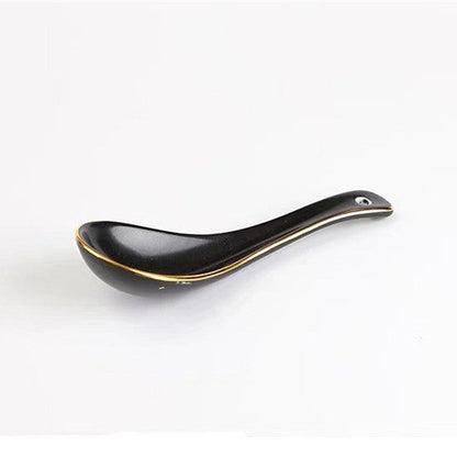 Elegant Ceramic Tableware Collection – Black & White with Gold Trim