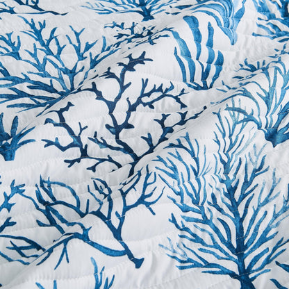 Coastal Navy Coral Quilt Set - Saelia Collection