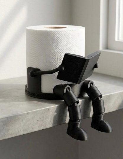 3D Printed Robot Toilet Paper Holder | Articulated Reading Man Bathroom Decor