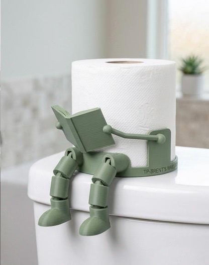 3D Printed Robot Toilet Paper Holder | Articulated Reading Man Bathroom Decor