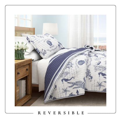 Coastal Printed Cotton Quilt Set - Calypso Collection